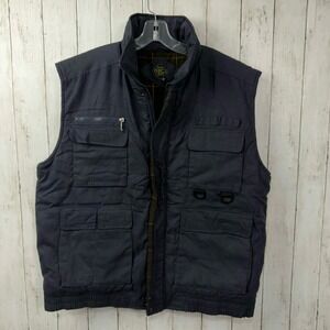 Canyon Creek‎ Men's Navy Blue Plaid Lined Utility Fishing Vest Size XL